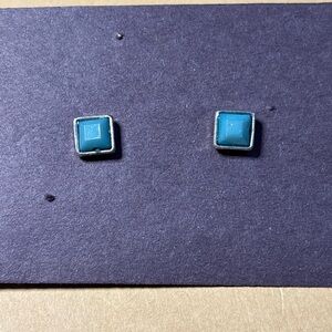Elegant Silver and Blue Stud Earrings